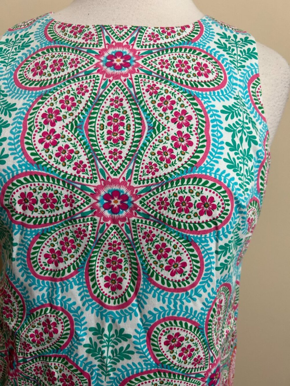 Share London Times Dress Womens Size 8 Blue Pink Paisley Floral Shift Work Party - Picture 2 of 10